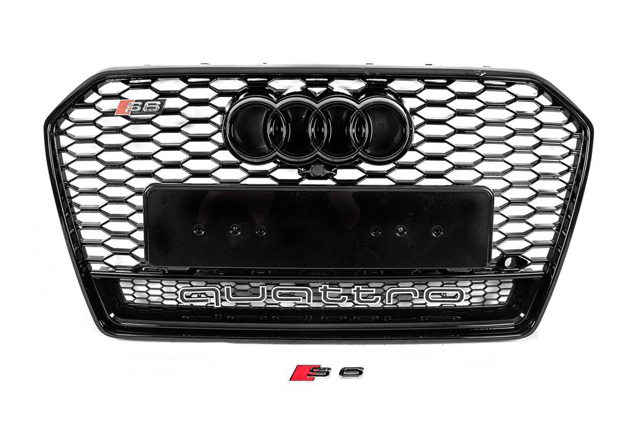 Audi A6 C7 2011–2017 Svart RS-style frontgrill med Quattro-emblem (2014-2017) Image