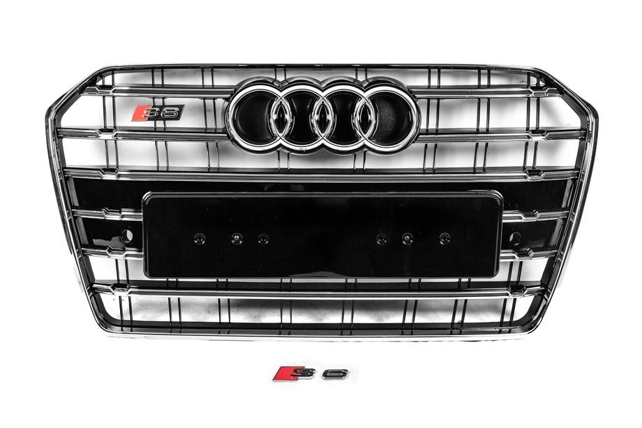 Audi A6 C7 2011–2017 Svart frontgrill med kromram S-Style (2014-2017) Image