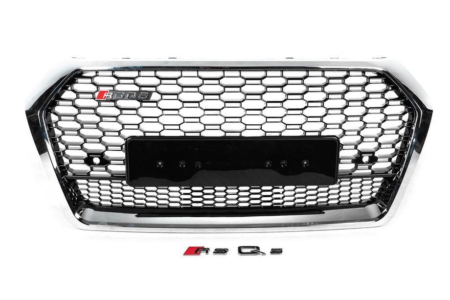 Audi Q5 2017–2025 RSQ-Style frontgrill utan logotyp (2017-2020, svart med krom) Image