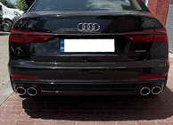 Audi A6 C8 2018–2025 Bakre diffuser med avgasändrör S-Style Silver (för S / S-Line) foto 1