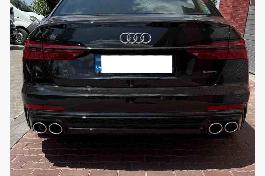 Audi A6 C8 2018–2025 Bakre diffuser med avgasändrör S-Style Silver (för S / S-Line) Image