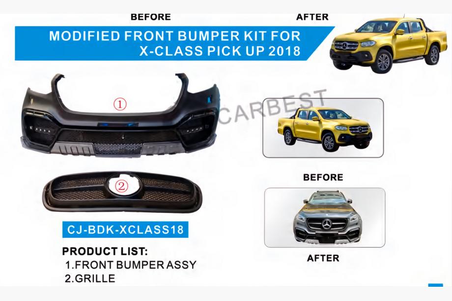 Mercedes X class 2017–2020 Främre stötfångare med grill (AMG-stil) Image