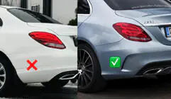 Mercedes C-class W205 2014–2021 Bakre diffuser med avgasändrör, svart (C63 design 2018-2021) foto 3