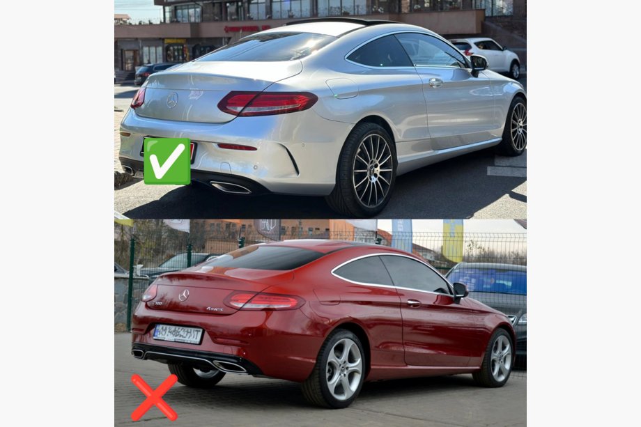 Mercedes C-class W205 2014–2021 Bakre diffuser med ändrör Black (för Coupe AMG63-design) Foto 3