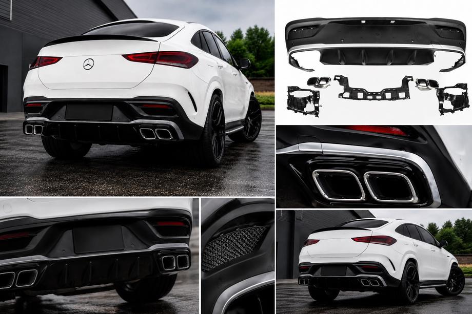Mercedes GLE Coupé C167 2019– Bakre diffusor med avgasändrör (GLE63-design) Image