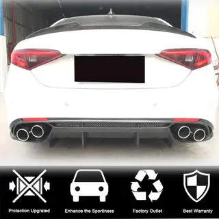 Bakre stötfångardiffusor V1 (för Base, kolfiber) Alfa Romeo Giulia 2016–2022 foto 2