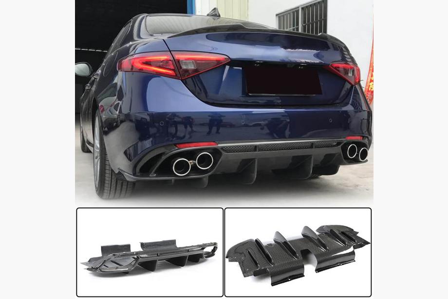 Alfa Romeo Giulia 2016–2022 Bakre stötfångardiffusor V1 (för Base, kolfiber) Image