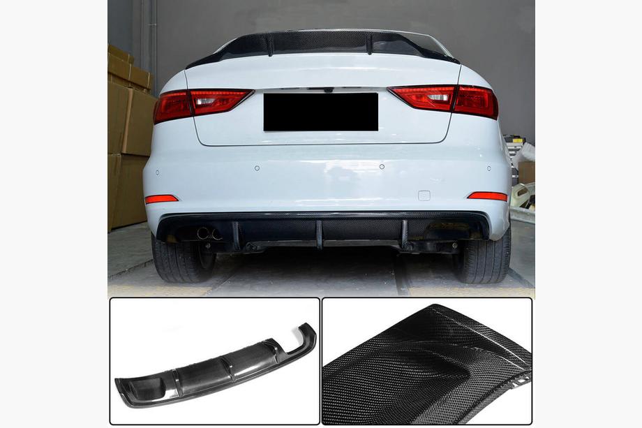 Audi A3 2012–2020 Bakre stötfångardiffuser V2 (för Base Sedan 2012-2016, kolfiber) Image