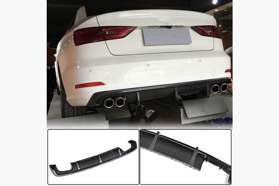 Audi A3 2012–2020 Diffusor till bakre stötfångare V1 (för Base Sedan 2012-2016, kolfiber) Image