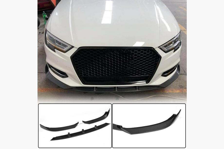 Audi A3 2012–2020 Frontsplitter Lip V1 (för Base 2017-2020 Sedan, kolfiber) Foto 1