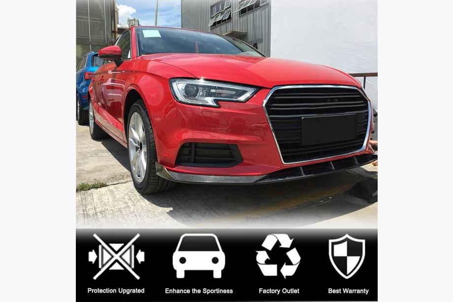 Audi A3 2012–2020 Frontsplitter Lip V1 (för Base 2017-2020 Sedan, kolfiber) Foto 3