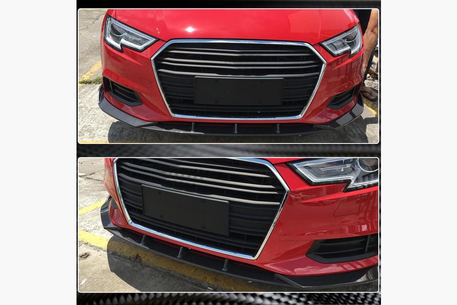 Audi A3 2012–2020 Frontsplitter Lip V1 (för Base 2017-2020 Sedan, kolfiber) Foto 4