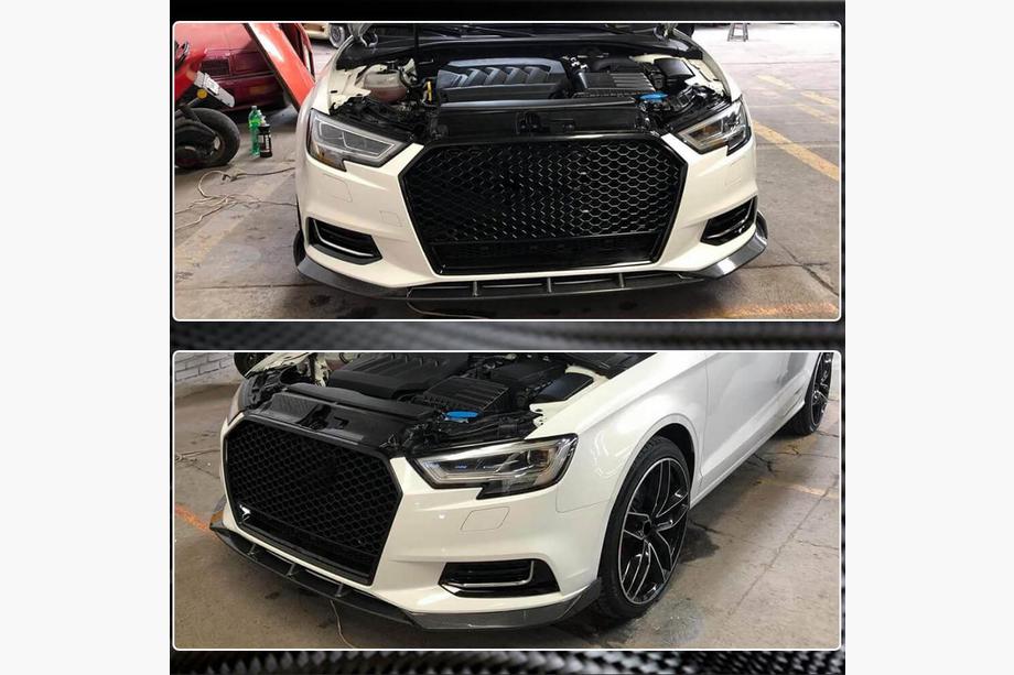 Audi A3 2012–2020 Frontsplitter Lip V1 (för Base 2017-2020 Sedan, kolfiber) Foto 5