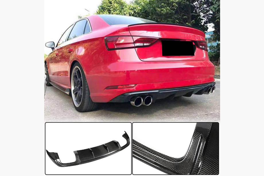 Audi A3 2012–2020 Bakre stötfångardiffusor (för Base Sedan 2017-2020, kolfiber) Image