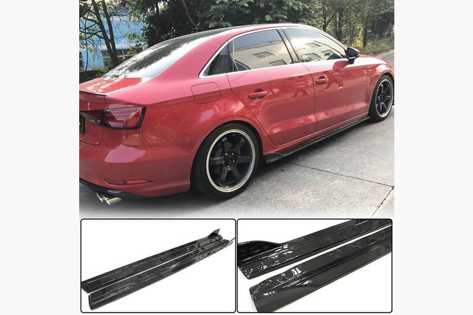 Audi A3 2012–2020 Sidokjolar (för Base Sedan, kolfiber) Image