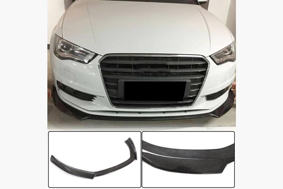 Audi A3 2012–2020 Frontläpp till främre stötfångare Lip V1 (för Base 2012-2016 Sedan, kolfiber) Image