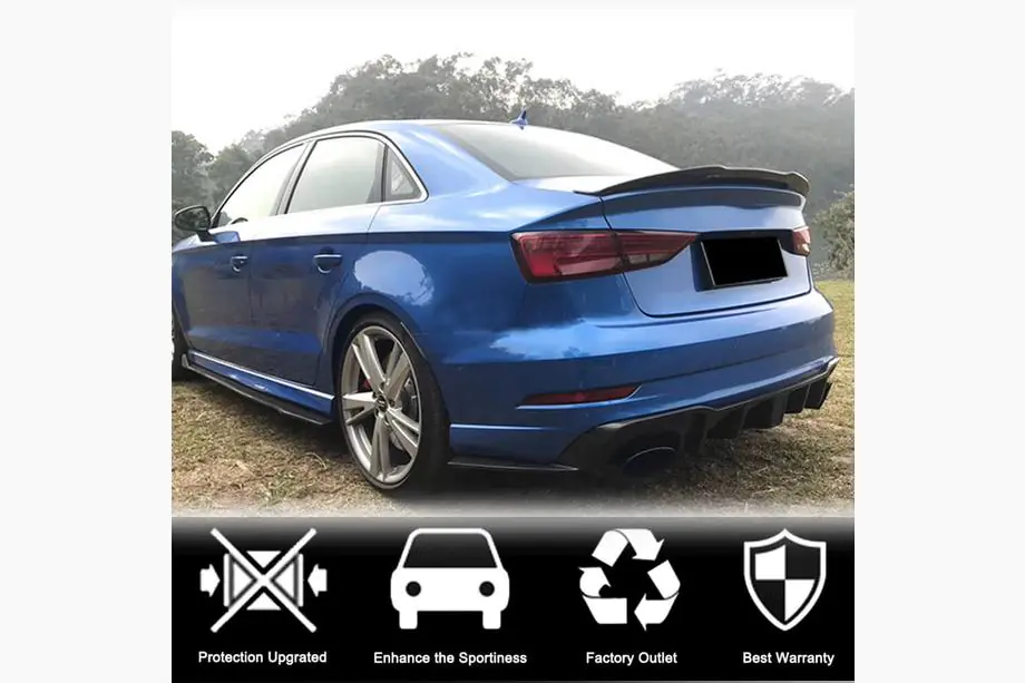 Audi A3 2012–2020 Spoiler V5 (för Sedan, kolfiber) Foto 3