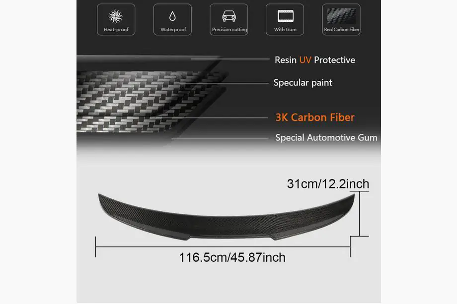 Audi A3 2012–2020 Spoiler V5 (för Sedan, kolfiber) Foto 6