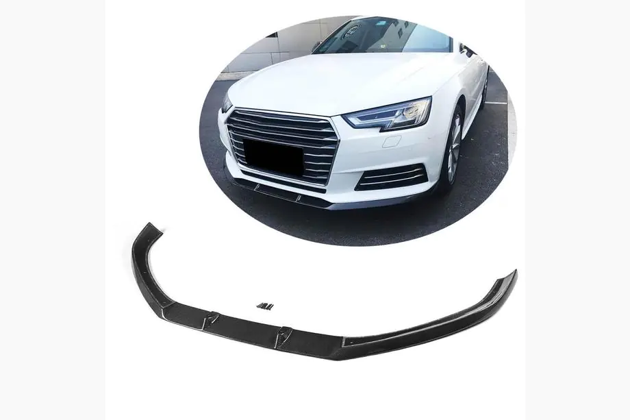 Audi A4 B9 2015–2024 Frontläpp till främre stötfångaren Lip V1 (för Base Sedan 2015-2019, kolfiber) Image