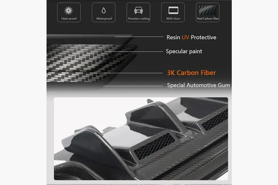 Bakre stötfångardiffusor V1 (för Spyder 2020+, kolfiber) Audi R8 2015– foto 4