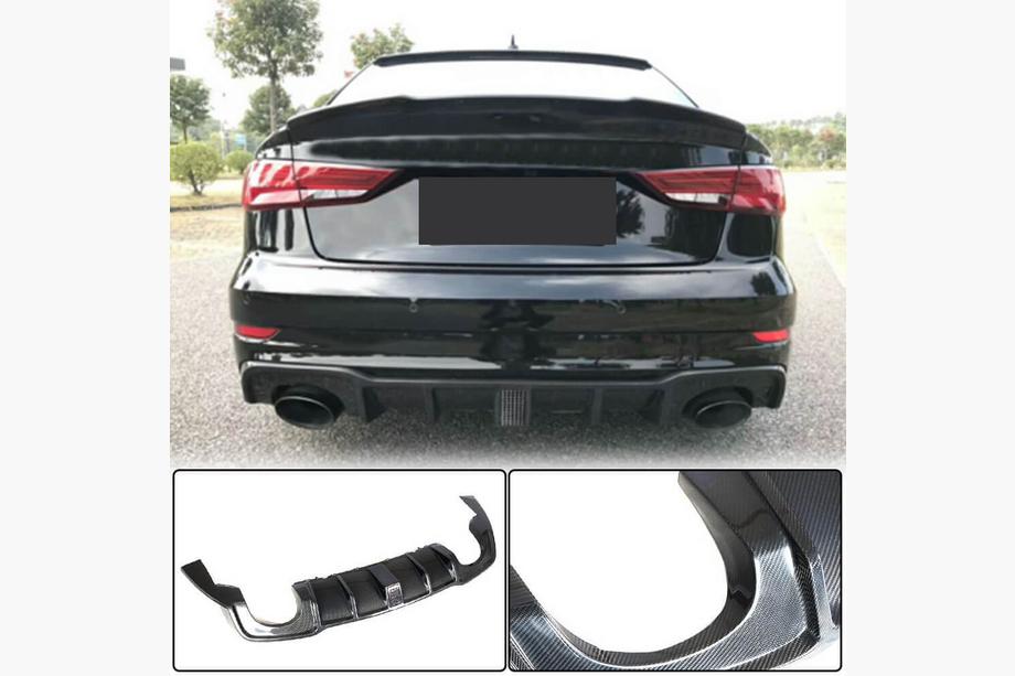 Audi A3 2012–2020 Bakre stötfångardiffusor med LED-bromsljus V2 (för RS3 2017-2019, kolfiber) Image