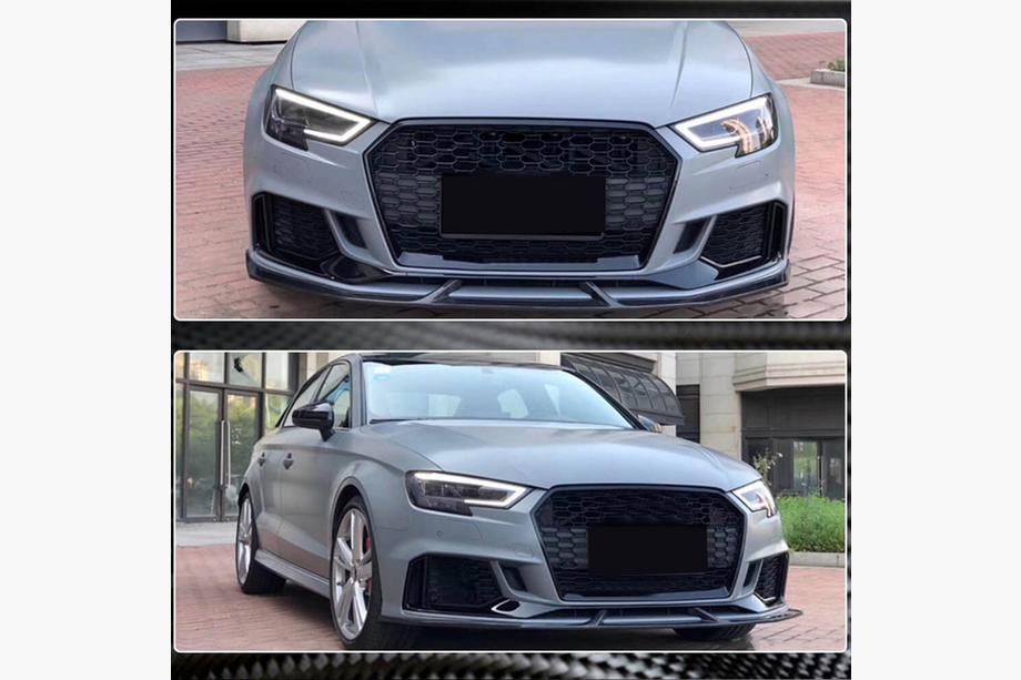 Audi A3 2012–2020 V4 frontsplitter (för RS3 Sedan 2017-2020, kolfiber) Foto 1