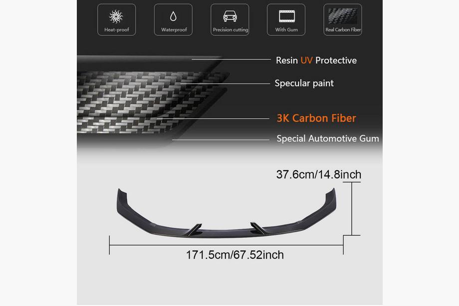 Audi A3 2012–2020 V4 frontsplitter (för RS3 Sedan 2017-2020, kolfiber) Foto 6
