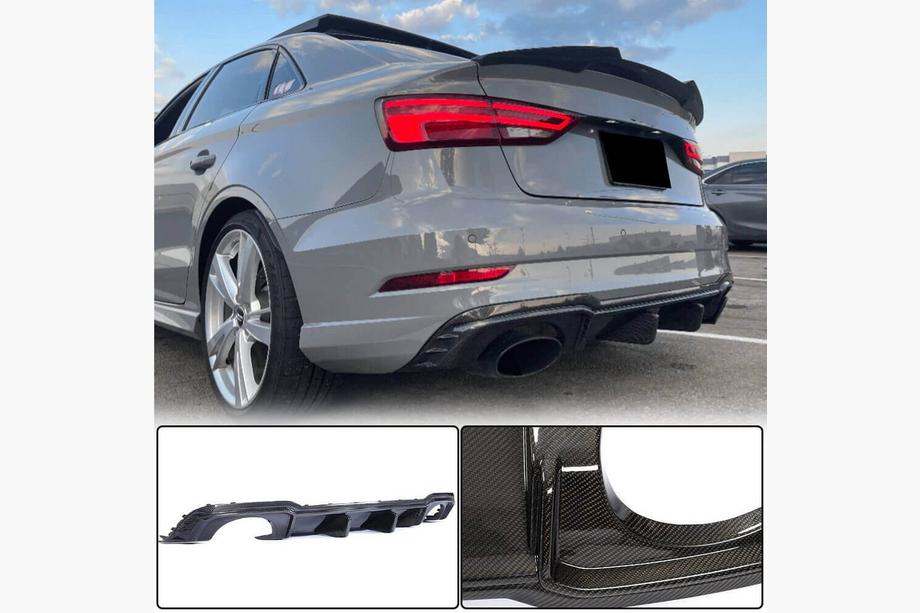 Audi A3 2012–2020 Bakre stötfångardiffuser V1 (för RS3 Sedan 2017-2019, kolfiber) Image