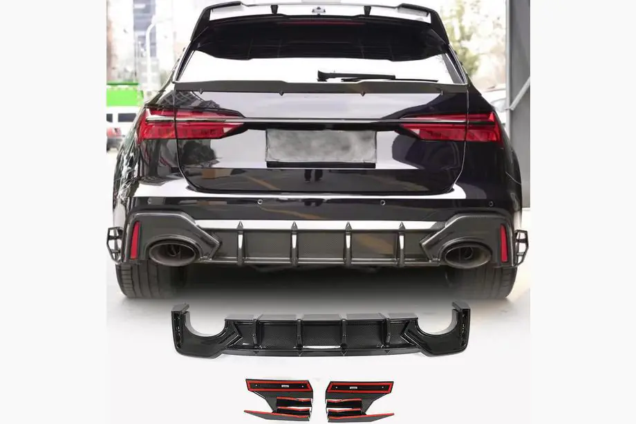 Audi A6 C8 2018–2025 Bakre stötfångardiffusor (för RS6, kolfiber) Image