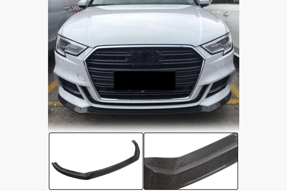 Audi A3 2012–2020 Frontläpp till stötfångare Lip V5 (för S-Line Sedan 2017-2020, kolfiber) Image