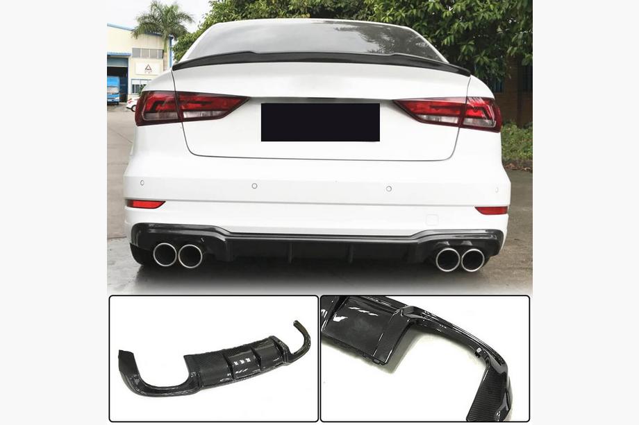 Audi A3 2012–2020 Bakre stötfångardiffuser V5 (för S-Line Sedan 2017-2020, kolfiber) Image
