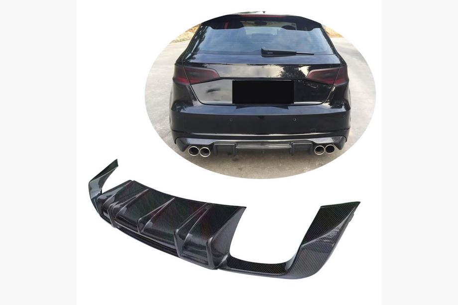 Audi A3 2012–2020 Bakre stötfångardiffusor V1 (för S-Line HB 2012-2016, Carbon) Image