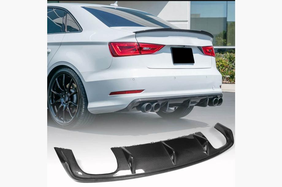 Audi A3 2012–2020 Bakre stötfångardiffuser V2 (för S-Line Sedan 2012-2016, kolfiber) Image
