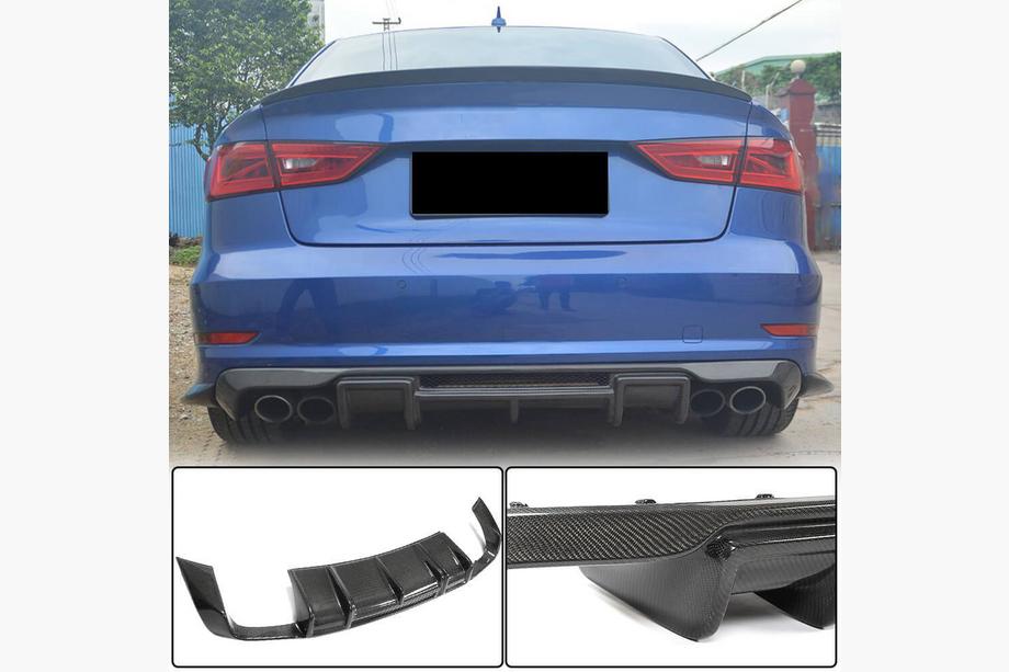 Audi A3 2012–2020 Bakre stötfångardiffusor V1 (för S-Line Sedan 2012-2016, kolfiber) Image