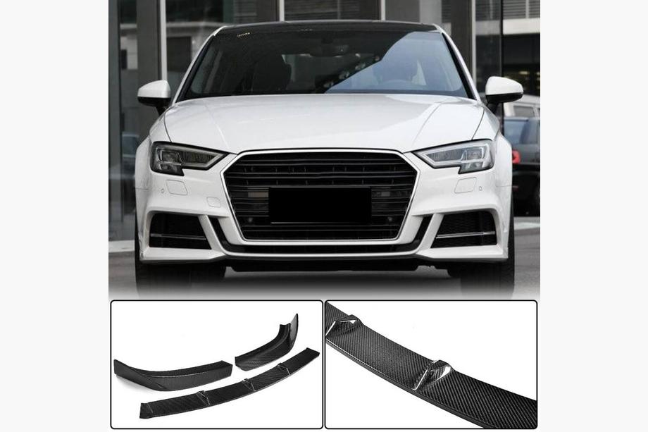 Audi A3 2012–2020 Frontläpp till stötfångare Lip V2 (för S-Line Sedan 2017-2020, kolfiber) Image