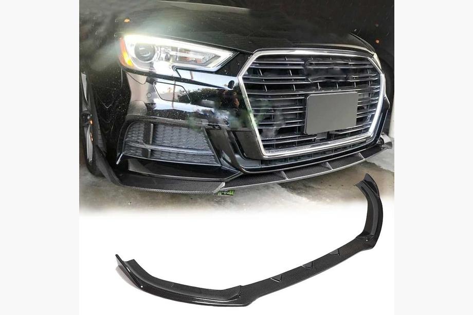 Audi A3 2012–2020 Främre stötfångarläpp Lip V1 (för S-Line 2017-2020 Sedan, kolfiber) Image