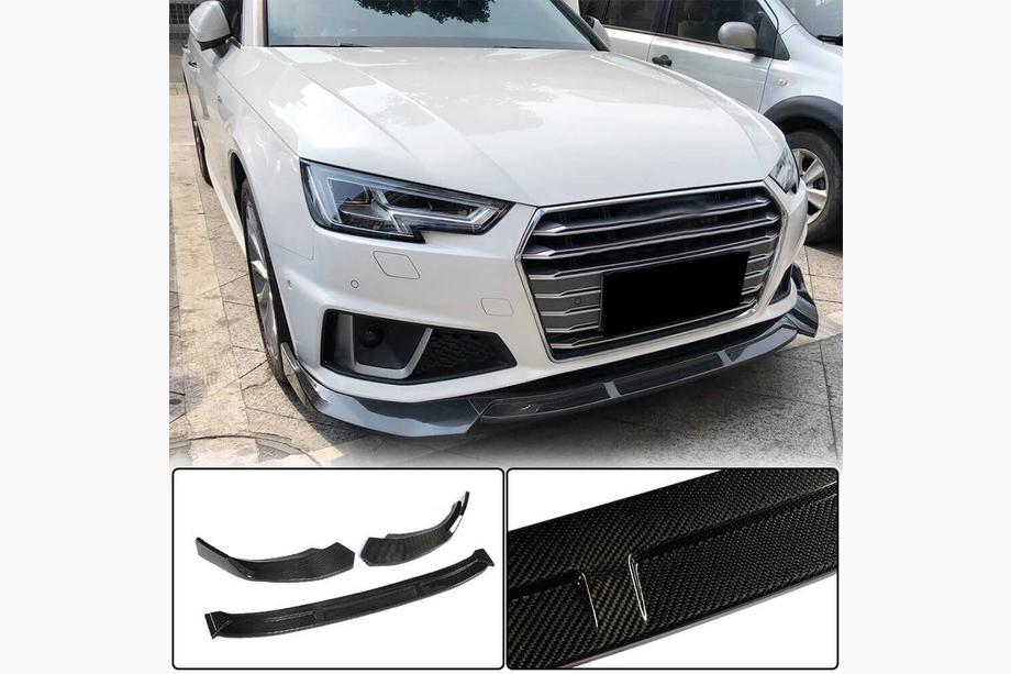 Audi A4 B9 2015–2024 Frontläpp till stötfångaren Lip V1 (för S-Line Sedan 2015-2019, kolfiber) Image