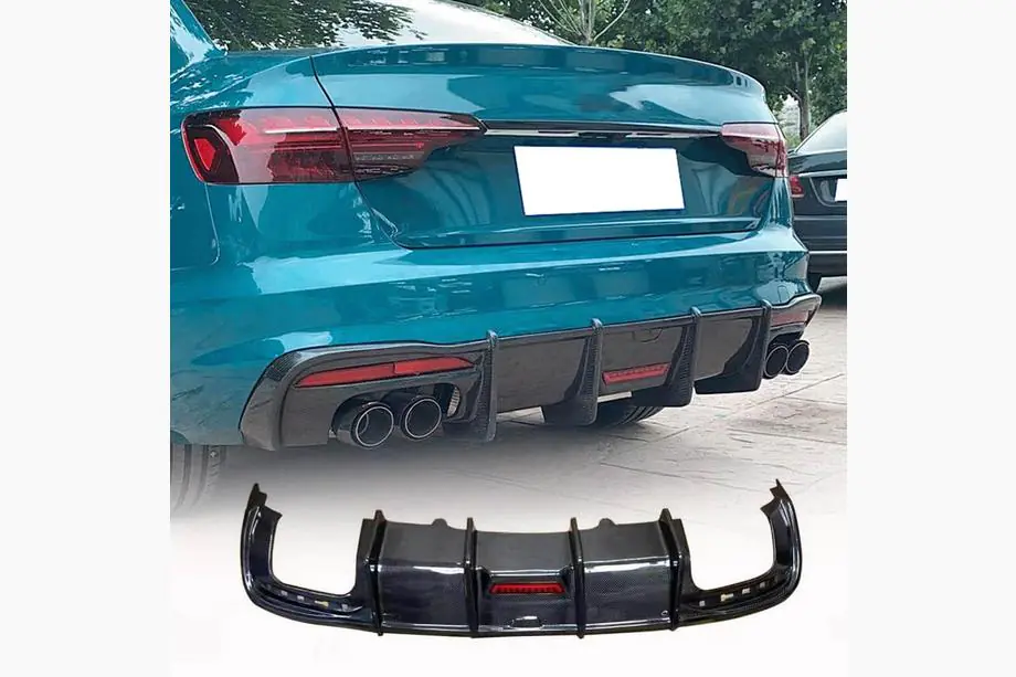 Audi A4 B10 2024– Bakre stötfångardiffusor V3 (för S-Line, kolfiber) Image