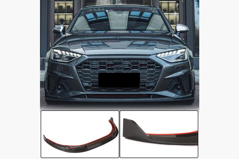 Audi A4 B9 2015–2024 Frontläpp till främre stötfångare Lip V1 (för S-Line Sedan 2019-2024, kolfiber) Image