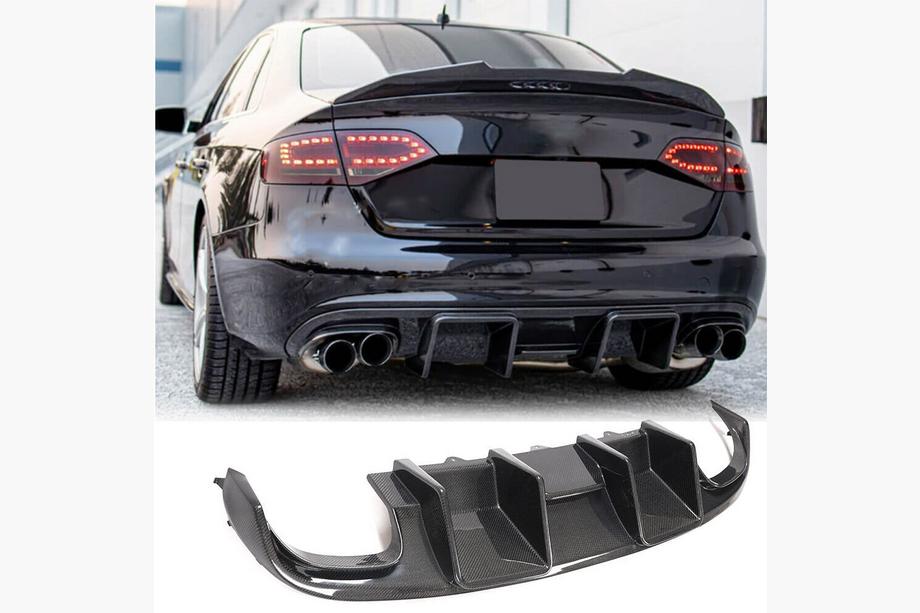 Audi A4 B8 2007–2015 Bakre stötfångardiffusor V2 (för S4 2009-2012, kolfiber) Image
