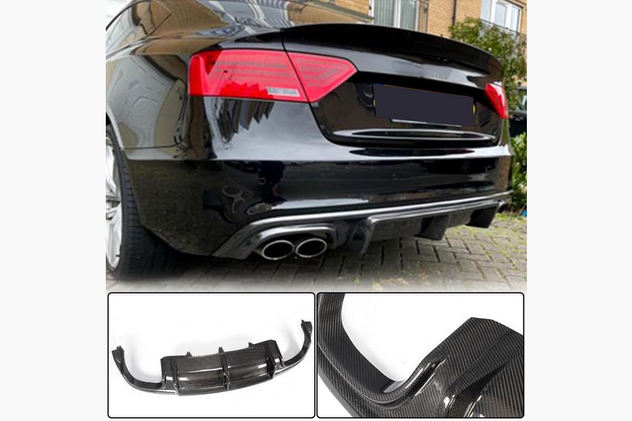 Audi A5 2007–2015 Bakre stötfångardiffusor V3 (för S-Line 2012-2015, kolfiber) Image