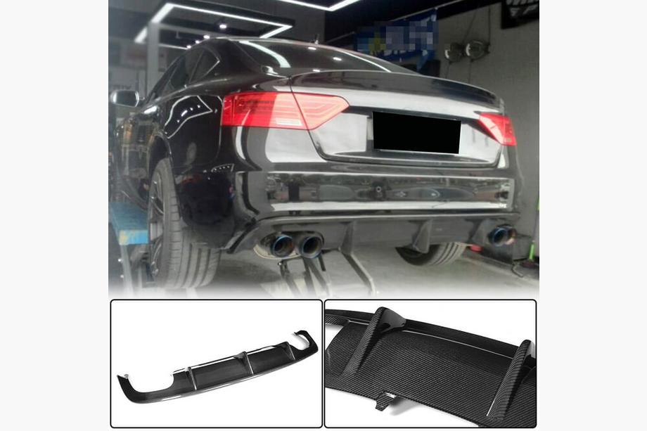 Audi A5 2007–2015 Bakre stötfångardiffusor V1 (för S-Line 2012-2015, kolfiber) Image