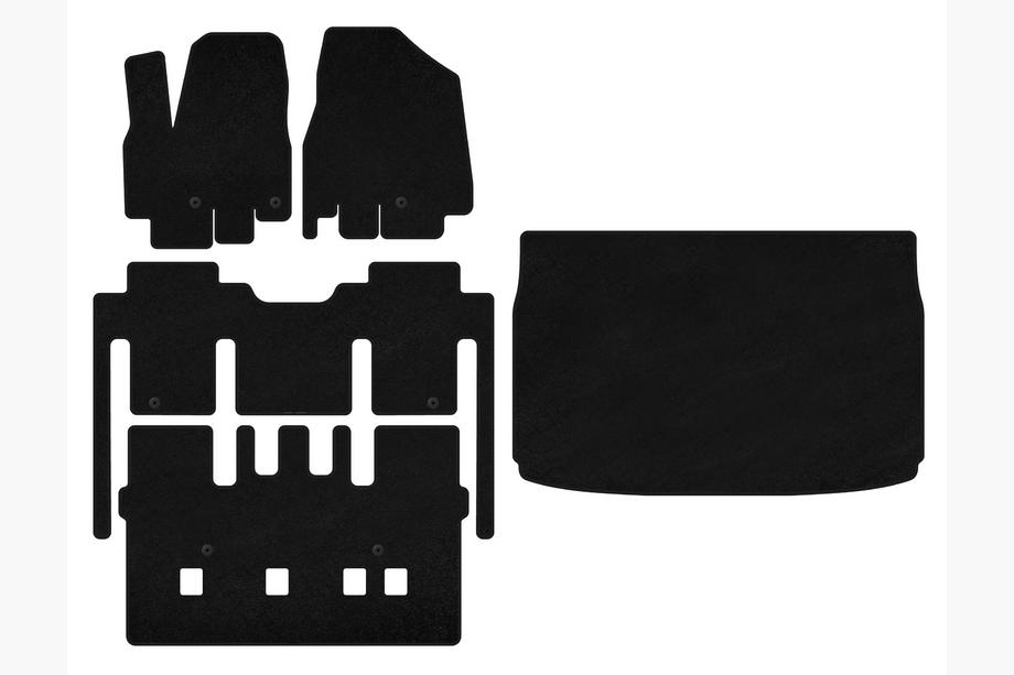 Kia Sedona 2014–2020 Premium textilmattor (komplett kupé, 8-sits, svarta) Image