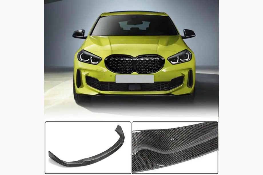 BMW 1-serien F40 2019–2024 Frontläpp Lip till främre stötfångare (för M-Sport, kolfiber) Image