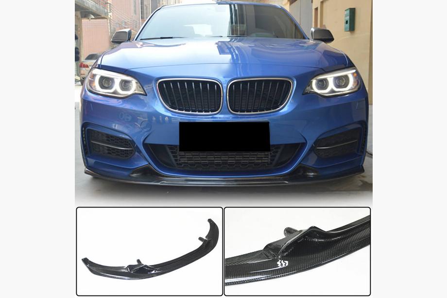 BMW 2-serien F22/F23 2014–2021 Främre läppspoiler V1 till främre stötfångare (för F22/F23 M-Sport, kolfiber) Foto 1