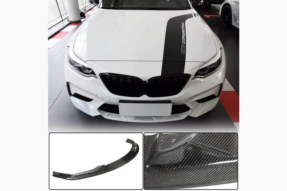 BMW 2-serien F22/F23 2014–2021 Frontläpp till stötfångare Lip V6 (för F87 M2 Competition, kolfiber) Image