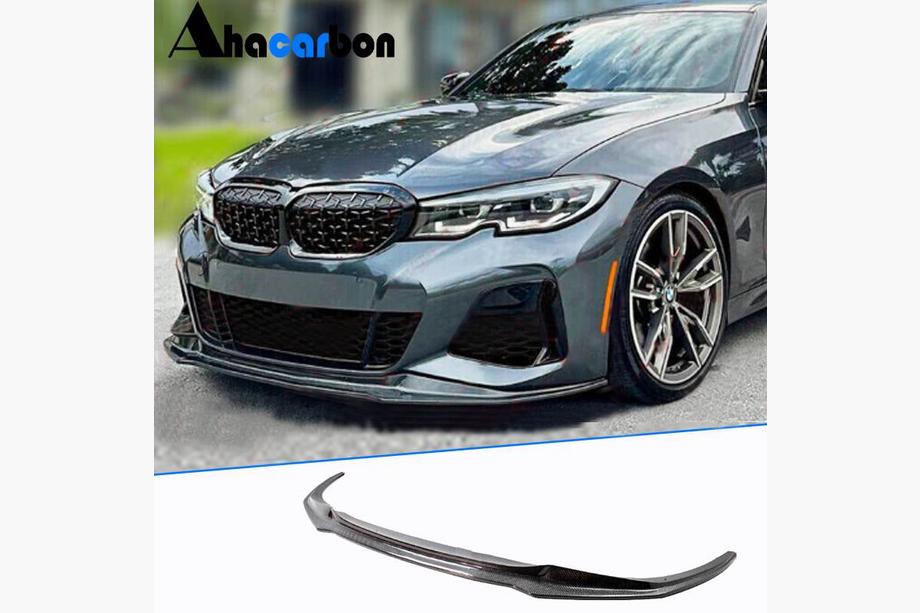BMW 3-serien G20/G21 2018– Frontläpp till stötfångare Lip V8 (för M-Sport 2018-2022, kolfiber) Foto 1