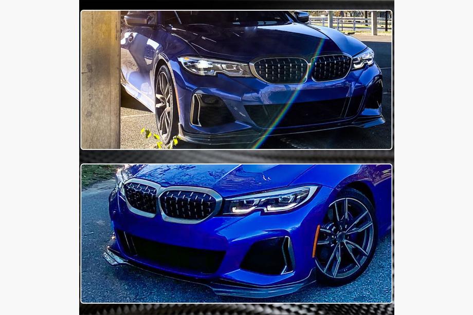 BMW 3-serien G20/G21 2018– Frontsplitter Lip V3 (för M-Sport 2018-2022, kolfiber) Foto 4