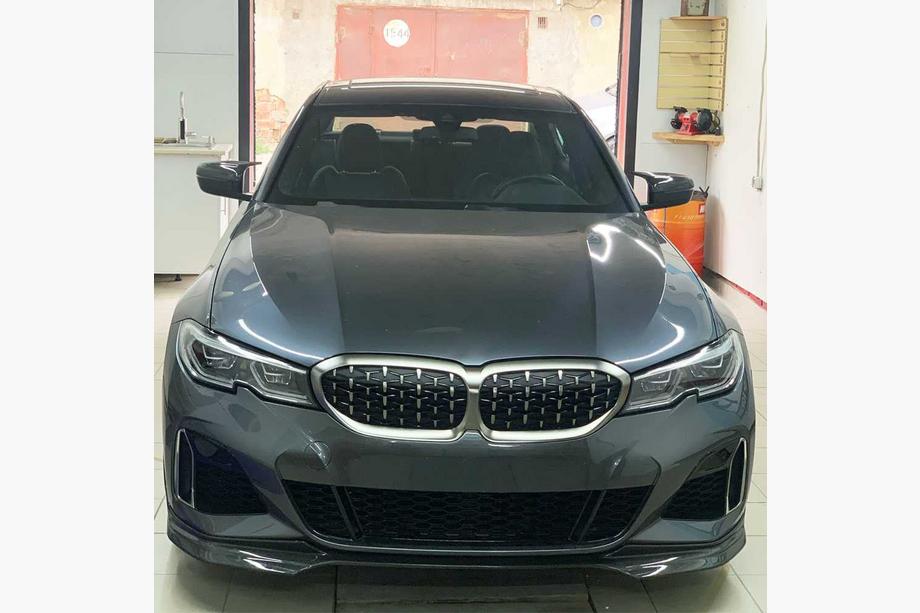 BMW 3-serien G20/G21 2018– Frontsplitter Lip V3 (för M-Sport 2018-2022, kolfiber) Foto 6