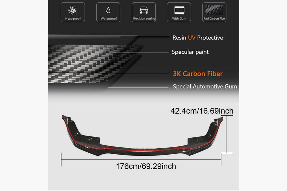 BMW 3-serien G20/G21 2018– Frontsplitter Lip V3 (för M-Sport 2018-2022, kolfiber) Foto 7